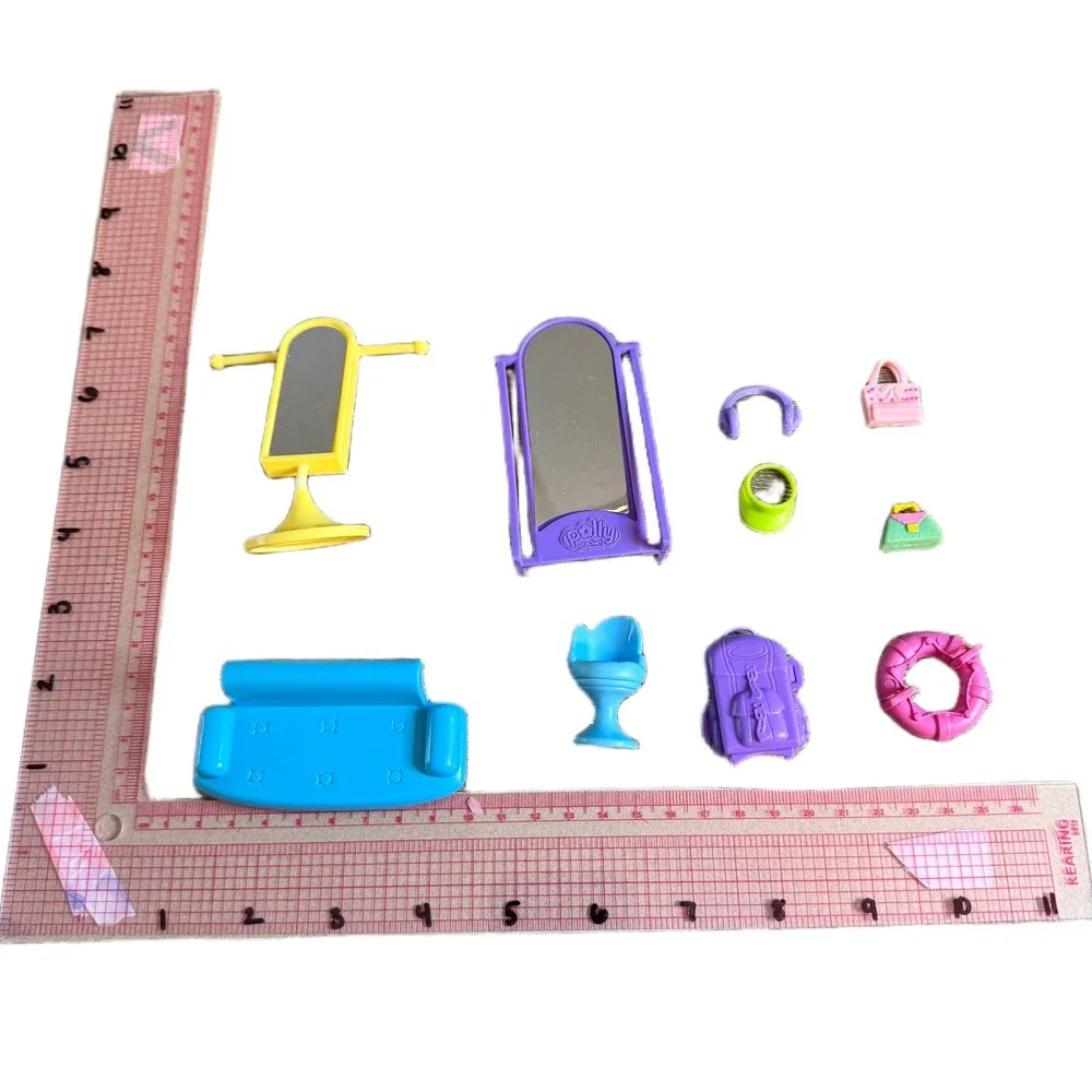 Mattel Polly Pocket Doll Pet and Furniture Lot 16pc Mixed Play Set 2000s